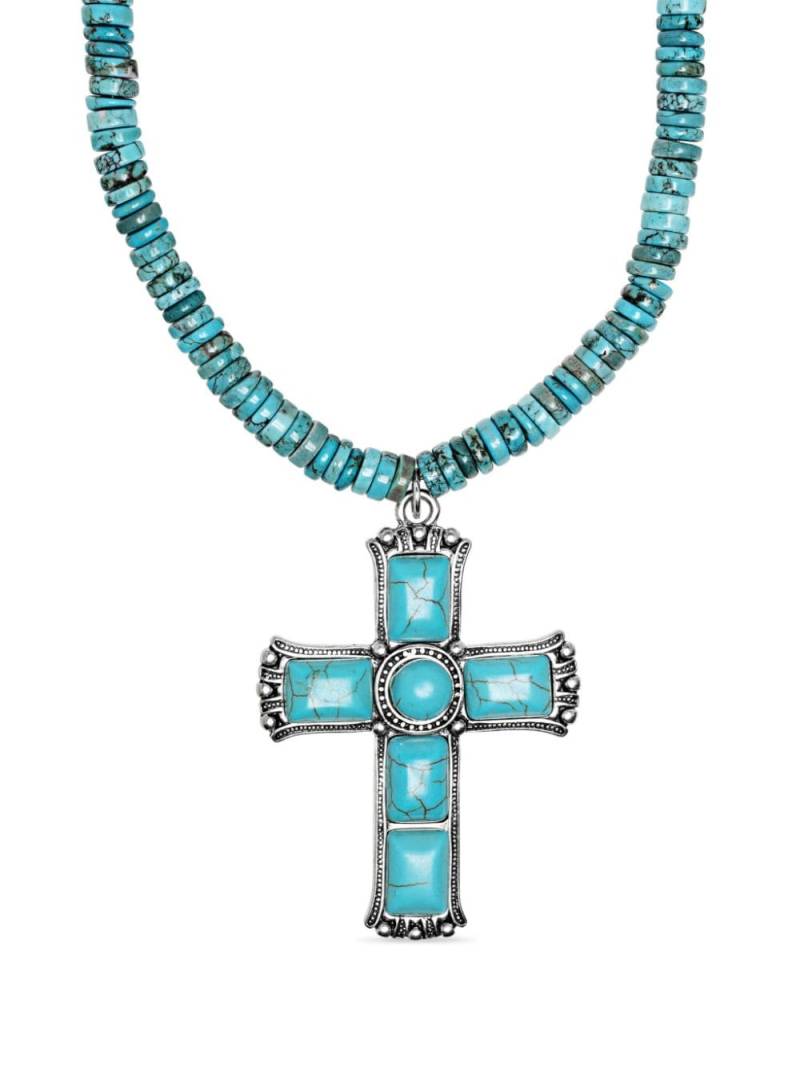 Nialaya Jewelry cross-pendant beaded turquoise necklace - Blue von Nialaya Jewelry