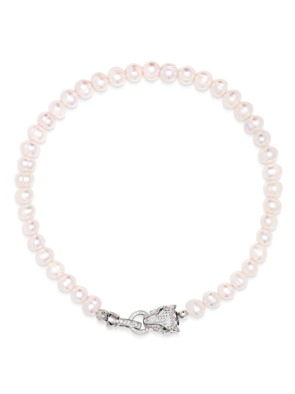 Nialaya Jewelry crystal-embellished pearl choker necklace - White von Nialaya Jewelry