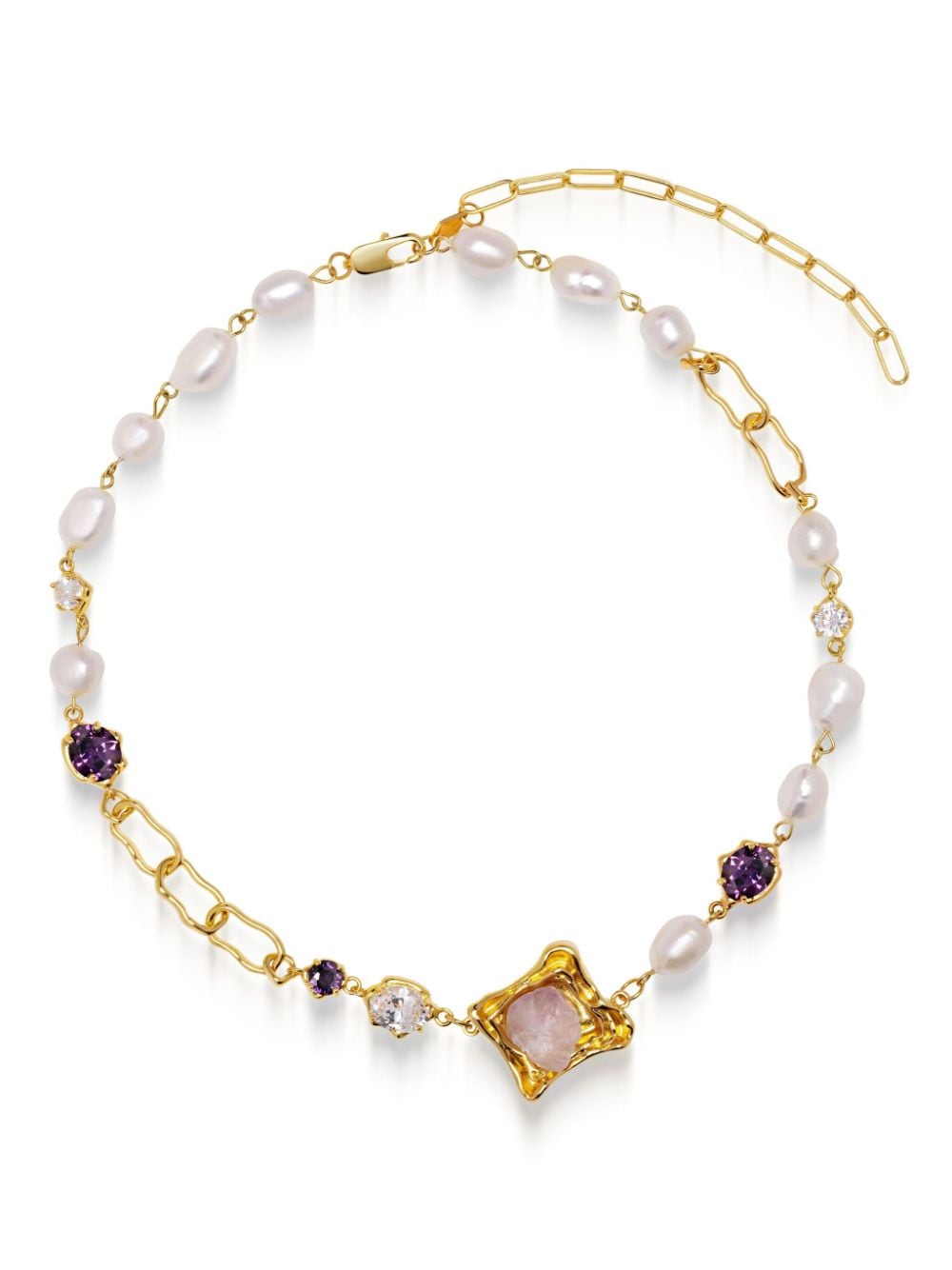 Nialaya Jewelry crystal-embellished pearl necklace - Gold von Nialaya Jewelry