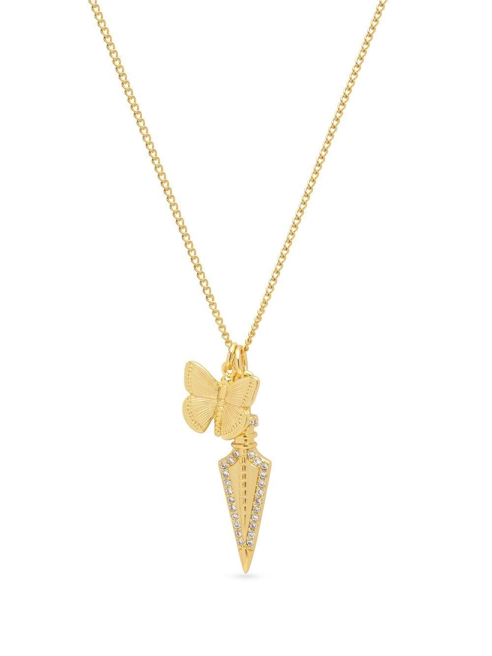 Nialaya Jewelry dagger and butterfly pendant necklace - Gold von Nialaya Jewelry