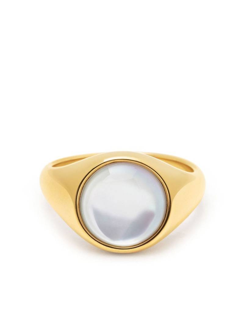 Nialaya Jewelry large pearl signet ring - Gold von Nialaya Jewelry