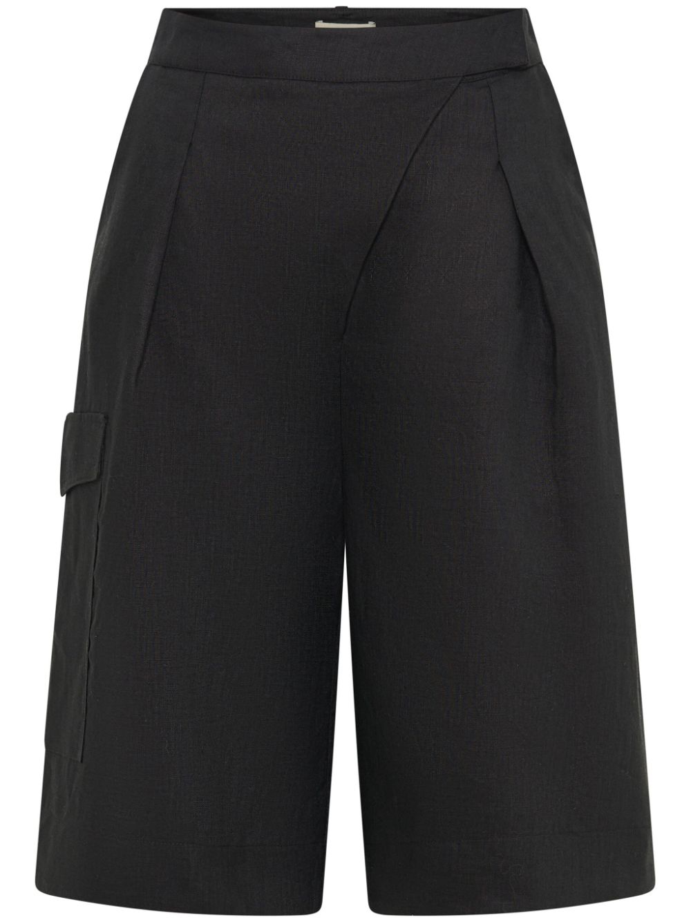 Nicholas Imani overlapped linen bermuda shorts - Black von Nicholas
