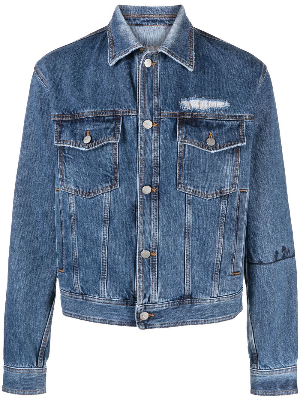 Nick Fouquet embroidered-detail denim jacket - Blue von Nick Fouquet