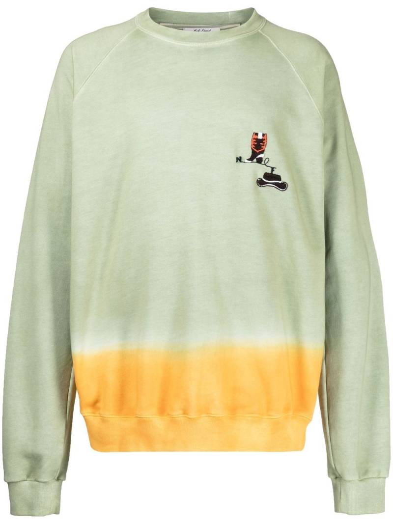 Nick Fouquet embroidered two-tone sweatshirt - Green von Nick Fouquet