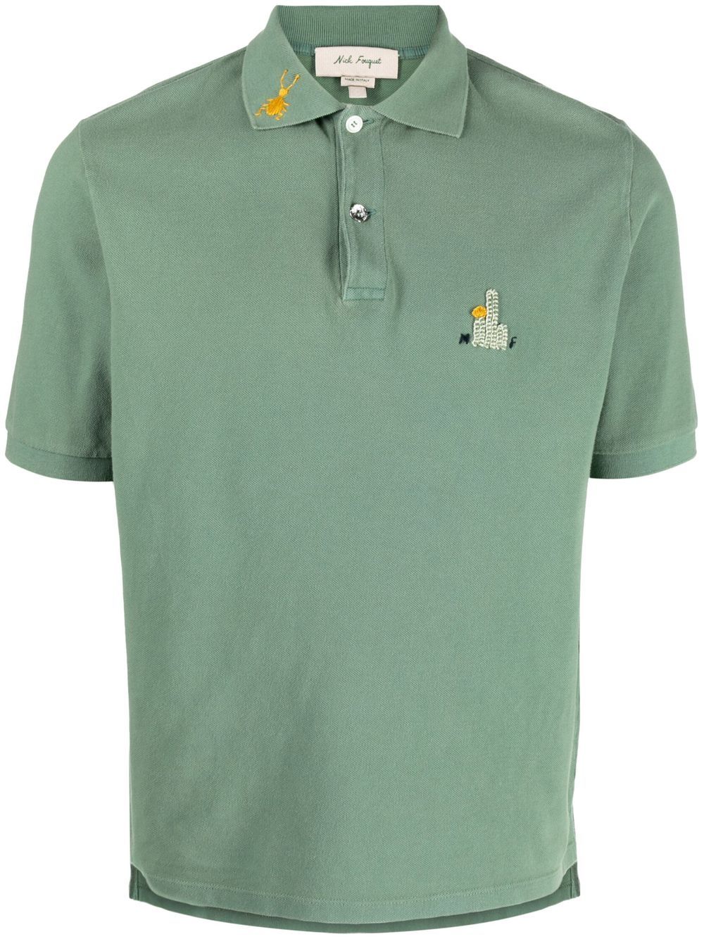 Nick Fouquet motif-embroidered polo shirt - Green von Nick Fouquet