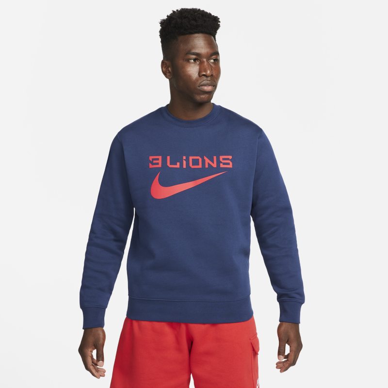 England Club Fleece Sweatshirt mit Rundhalsausschnitt für Herren - Blau von Nike