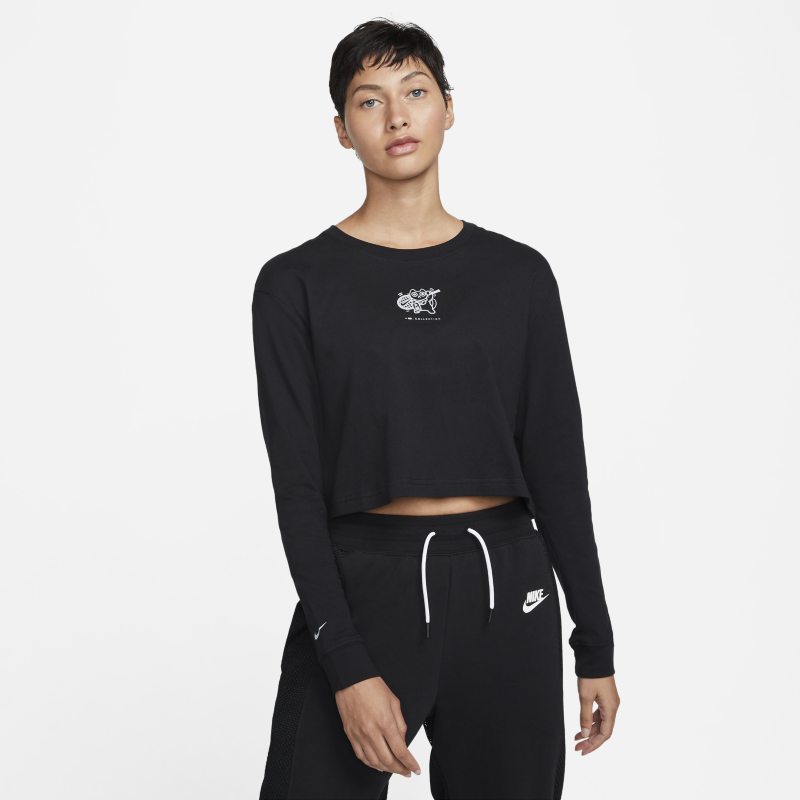 Naomi Osaka Langarm-Kurz-T-Shirt für Damen - Schwarz von Nike