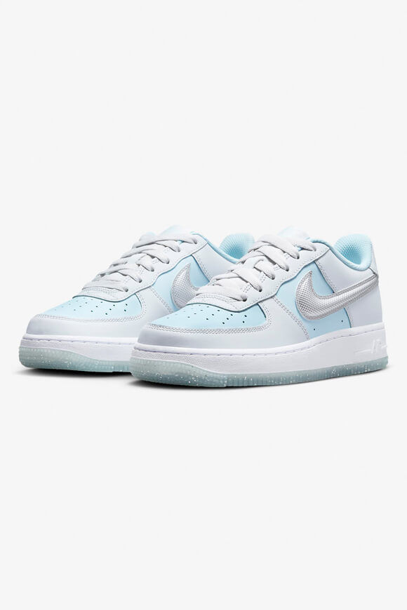 Nike Air Force 1 Sneaker | Pure Platinum + Glacier Blue + Metallic Silver | Jungen | EU37.5 Nike Air Force 1 Sneaker | Pure Platinum + Glacier Blue + Metallic Silver | Jungen | EU37.5 von Nike