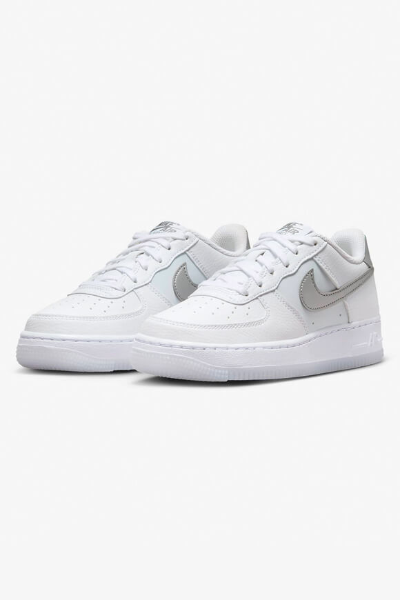 Nike Air Force 1 Sneaker | White + Metallic Silver | Jungen  | EU36.5 von Nike