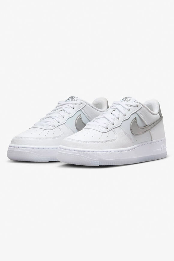 Nike Air Force 1 Sneaker | White + Metallic Silver | Jungen  | EU38 von Nike