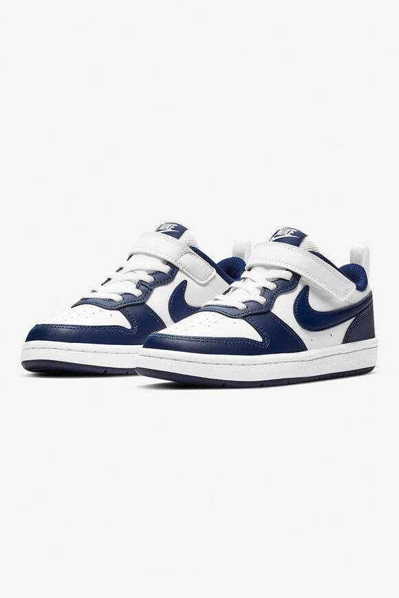 Nike Court Borough 2 Kids Sneaker | White + Blue Void + Signal Blue | Jungen  | EU32 von Nike