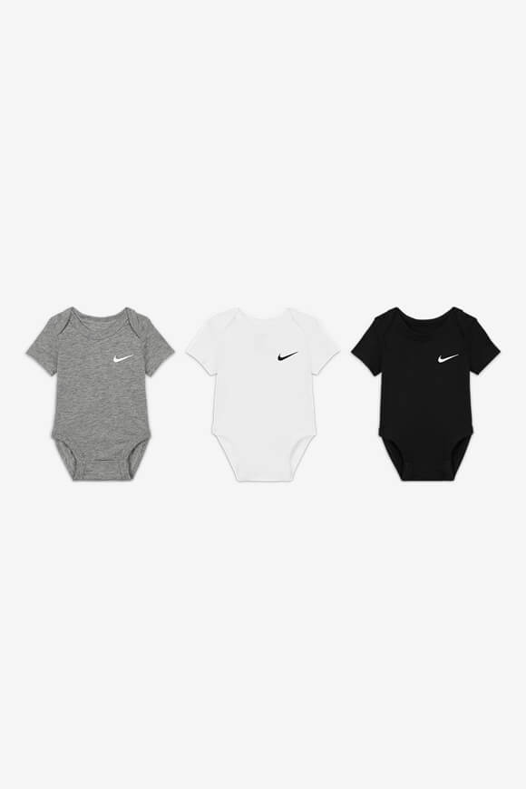 Nike Dreierpack Baby Bodys | Black + White + Grey Heather | unisex  | 0m von Nike