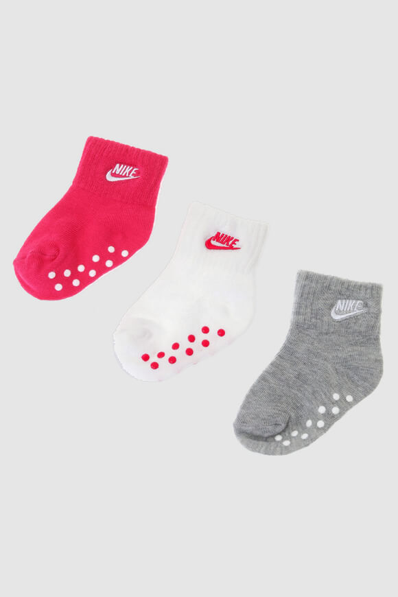 Nike Dreierpack Baby Socken | Weiss + Grau meliert + Fuchsia | Baby  | EU16-17 von Nike