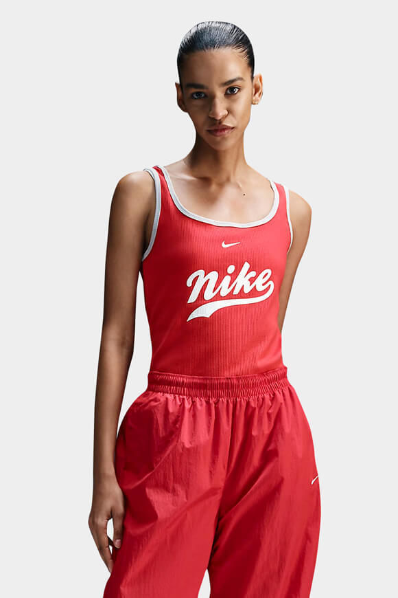 Nike Geripptes Tanktop | Fire Red + Light Iron Ore | Damen  | M von Nike