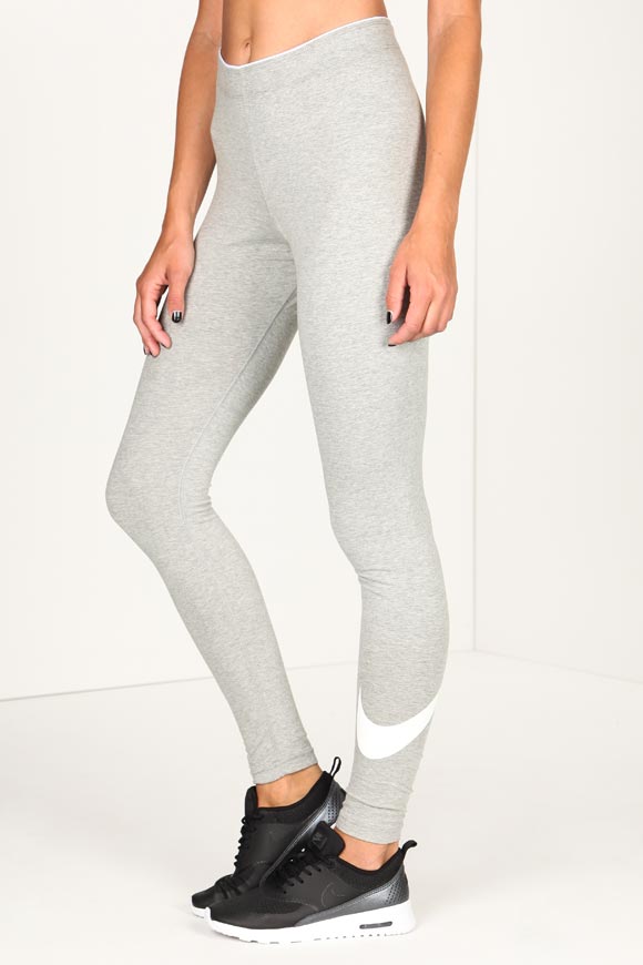 Nike Leggings | Hellgrau meliert + Weiss | Damen  | M von Nike