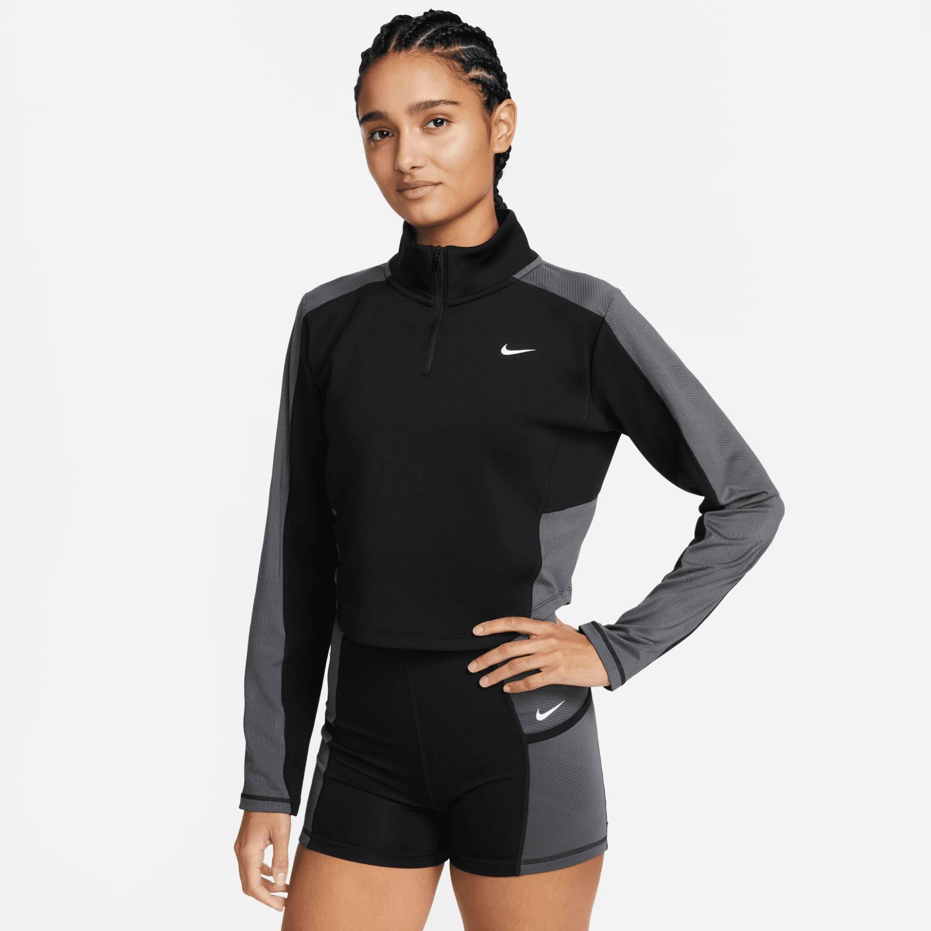 Nike Trainingsshirt »Dri-FIT Femme Women's Half-Zip Long Sleeve Cropped Top« von Nike