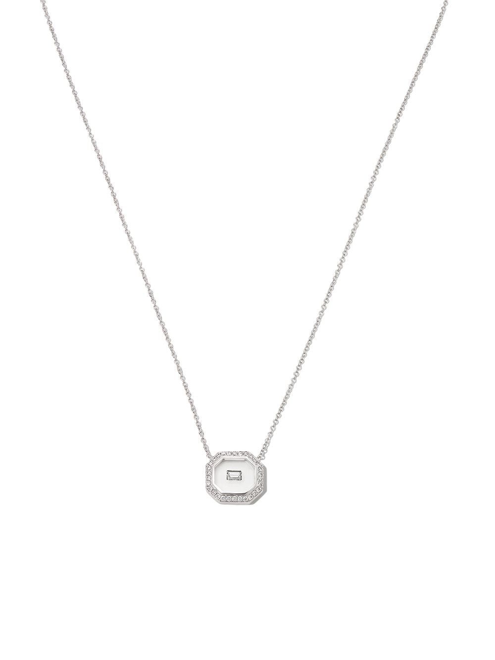 Nikos Koulis 18kt white gold diamond and enamel necklace - Silver