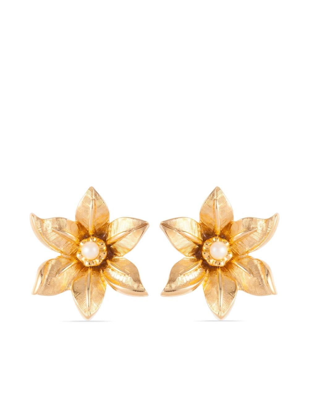 Nina Ricci 1980s pre-owned floral motif clip-on earrings - Gold von Nina Ricci