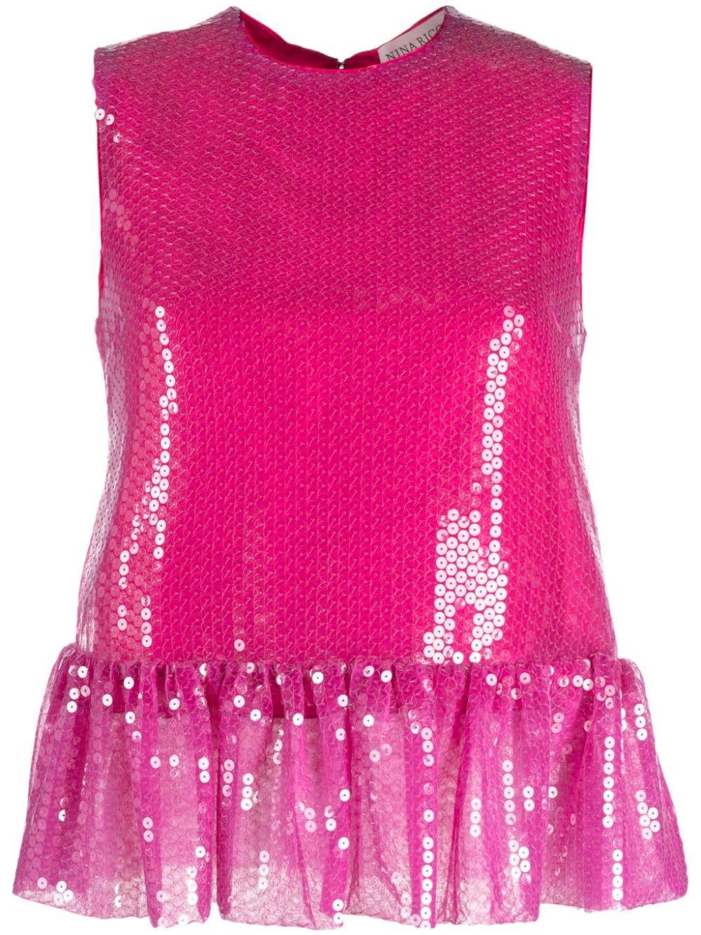 Nina Ricci sequin-embellished ruffle-hem top - Pink von Nina Ricci