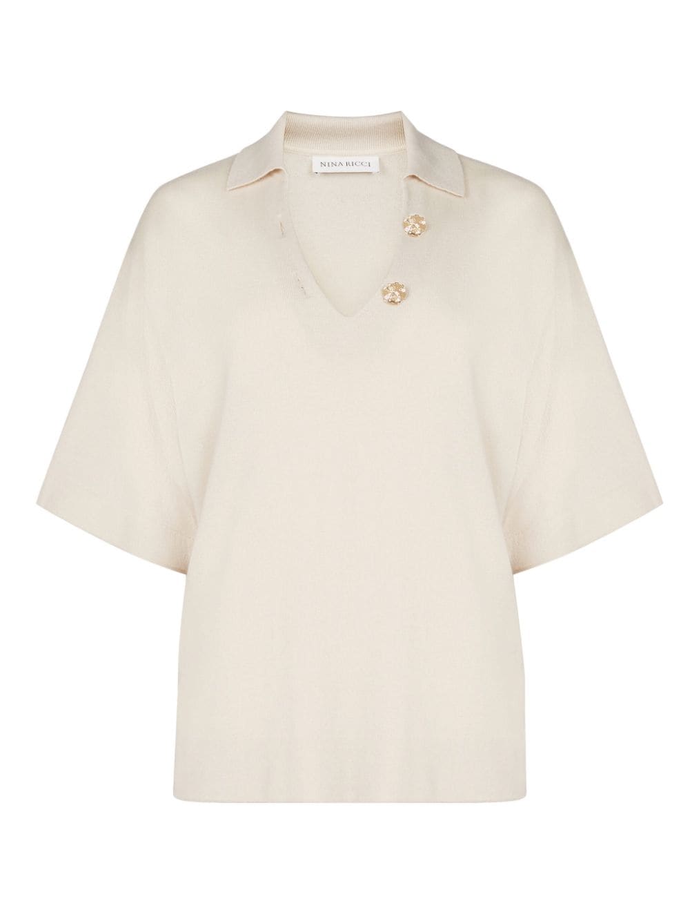 Nina Ricci V-neck wool T-shirt - Neutrals von Nina Ricci