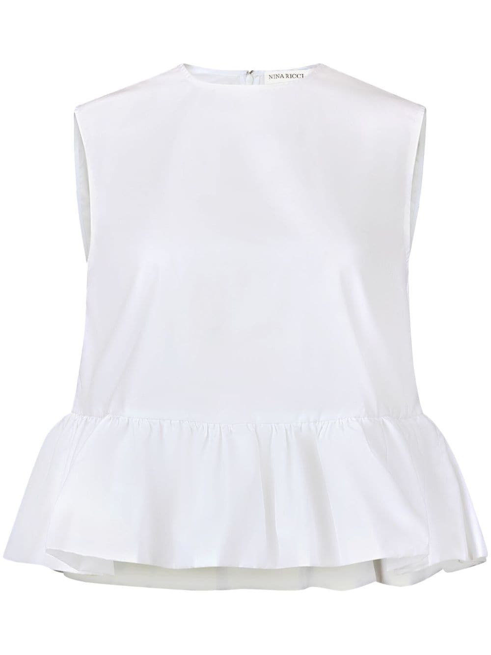 Nina Ricci bow-detail peplum sleeveless cotton top - White von Nina Ricci
