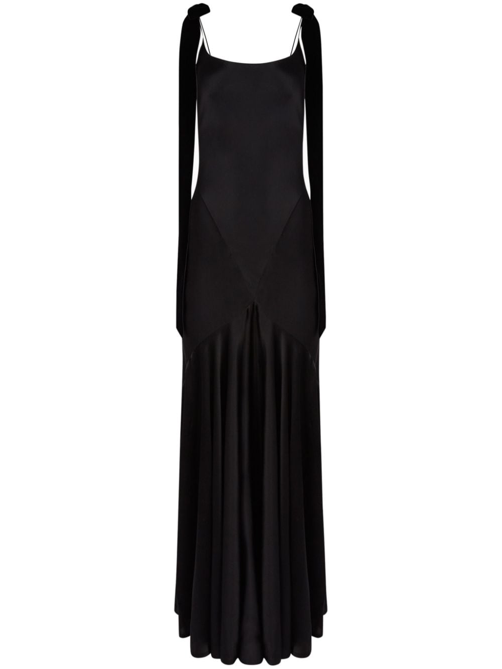 Nina Ricci bow satin maxi dress - Black von Nina Ricci