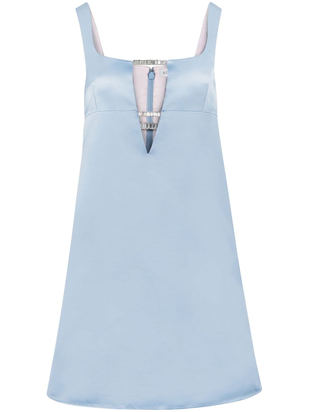 Nina Ricci crystal-embellished satin-finish dress - Blue von Nina Ricci