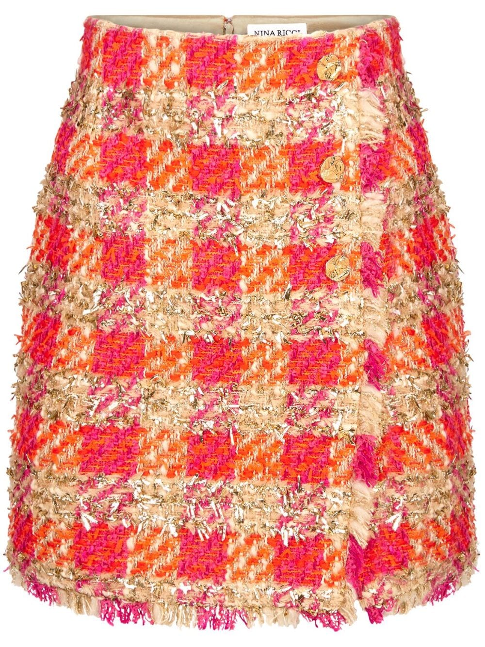 Nina Ricci high-waisted checked tweed miniskirt - Orange von Nina Ricci