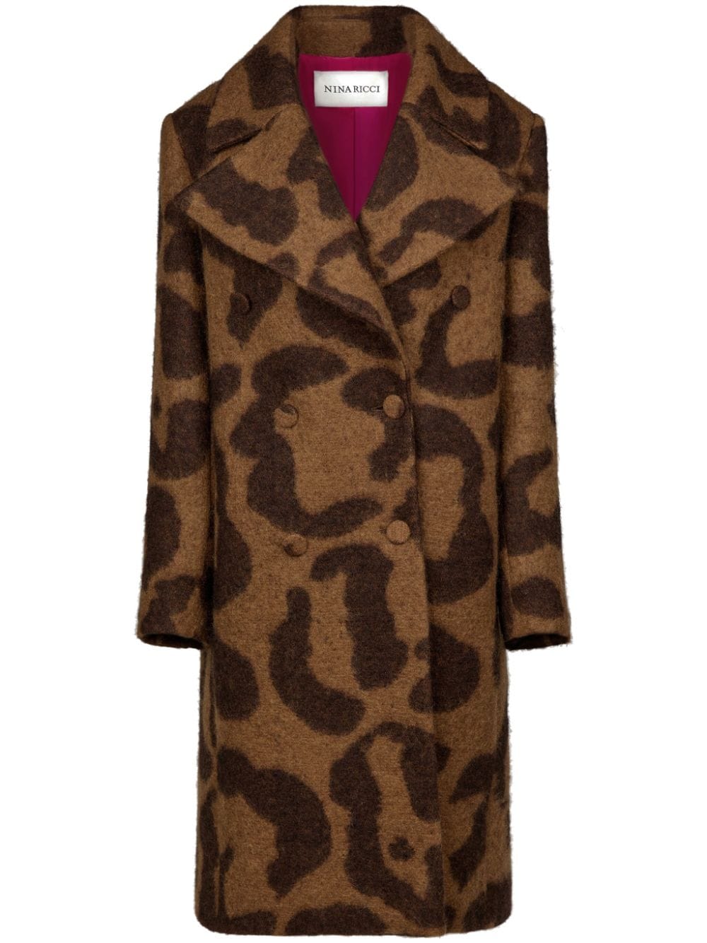 Nina Ricci leopard-jacquard wool-blend coat - Brown von Nina Ricci