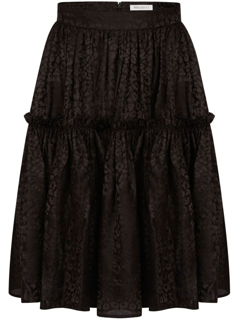 Nina Ricci leopard-print babydoll midi skirt - Black von Nina Ricci