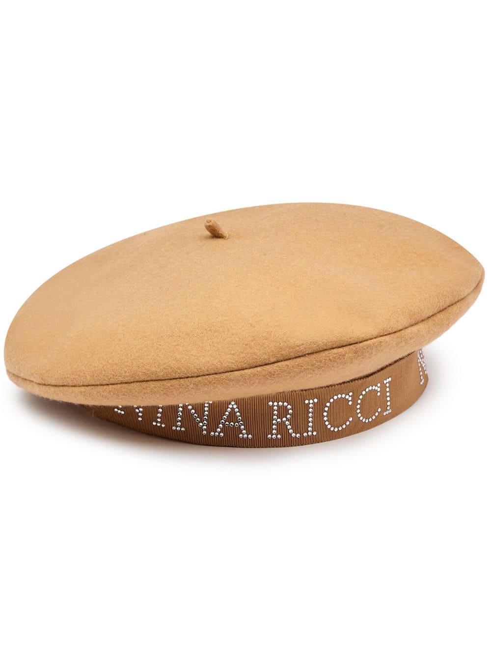 Nina Ricci logo-print crystal-embellished beret - Neutrals von Nina Ricci