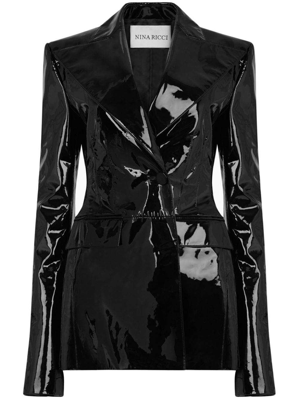 Nina Ricci patent-finish hourglass leather blazer - Black von Nina Ricci
