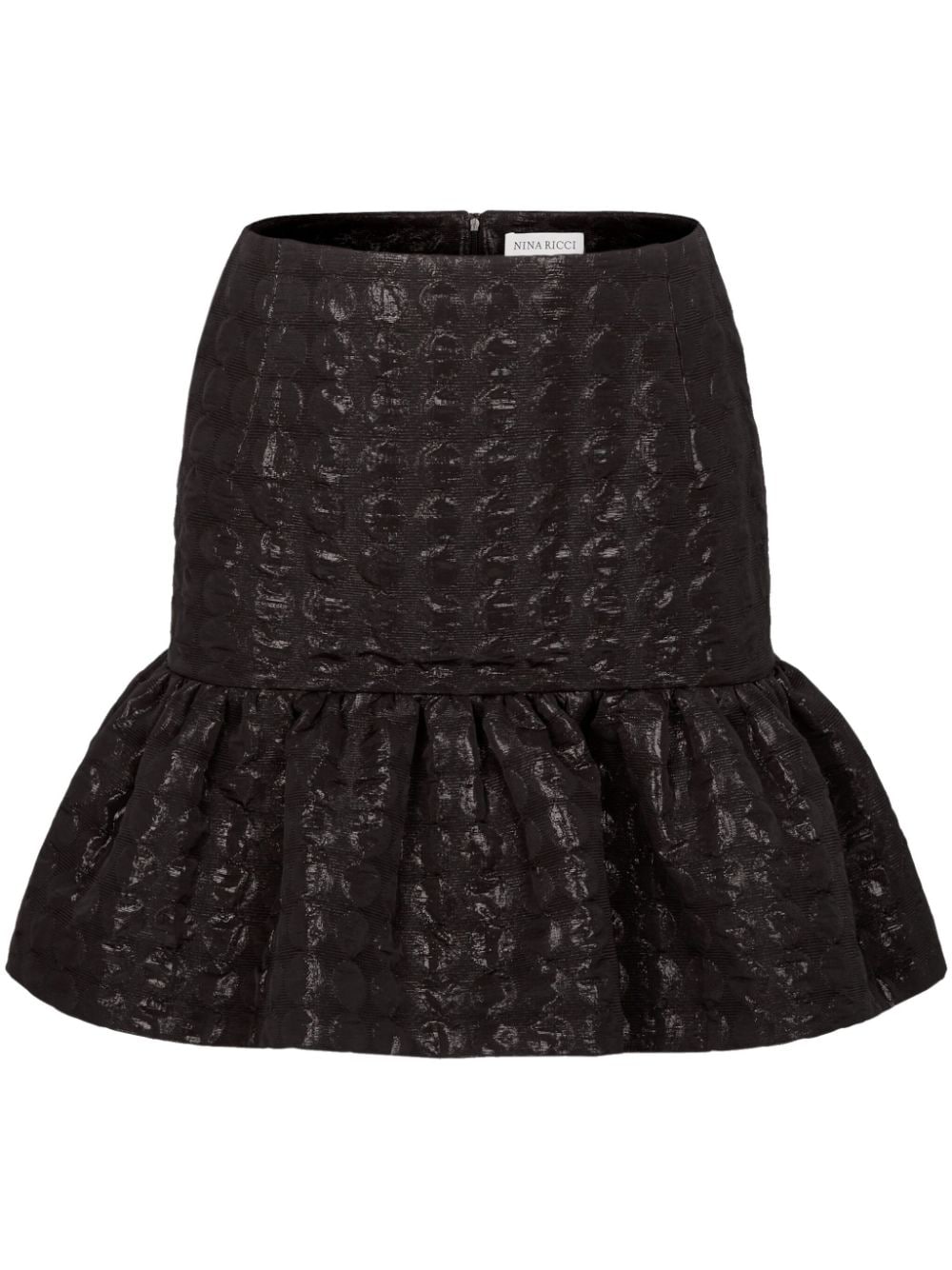 Nina Ricci patterned-jacquard ruffled miniskirt - Black von Nina Ricci