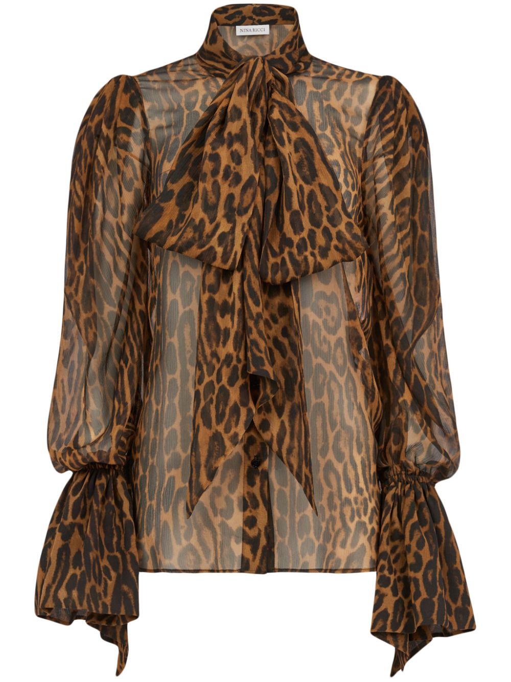 Nina Ricci pussy bow-collar animal-print blouse - Brown von Nina Ricci