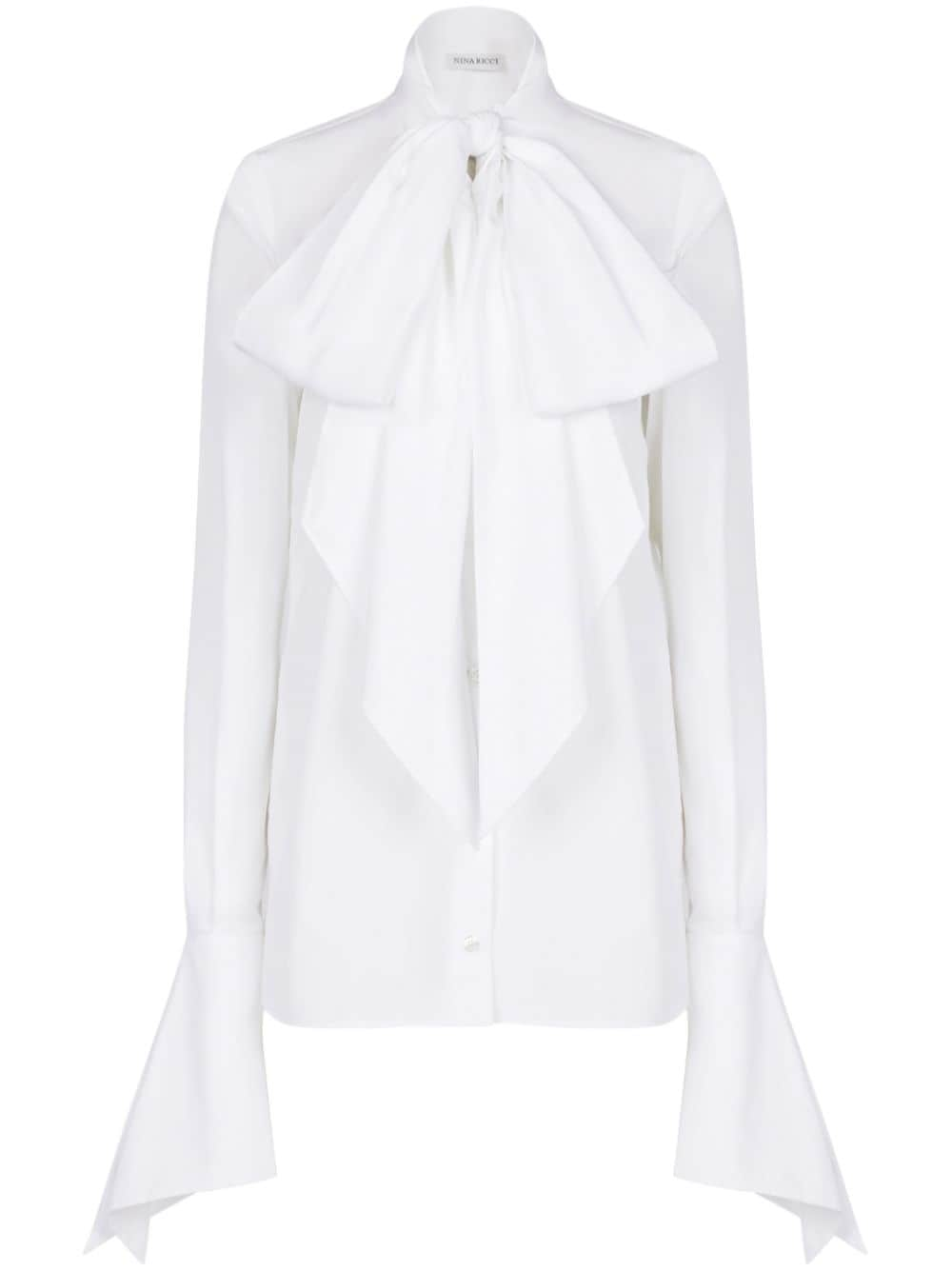 Nina Ricci pussy-bow collar cotton shirt - White von Nina Ricci