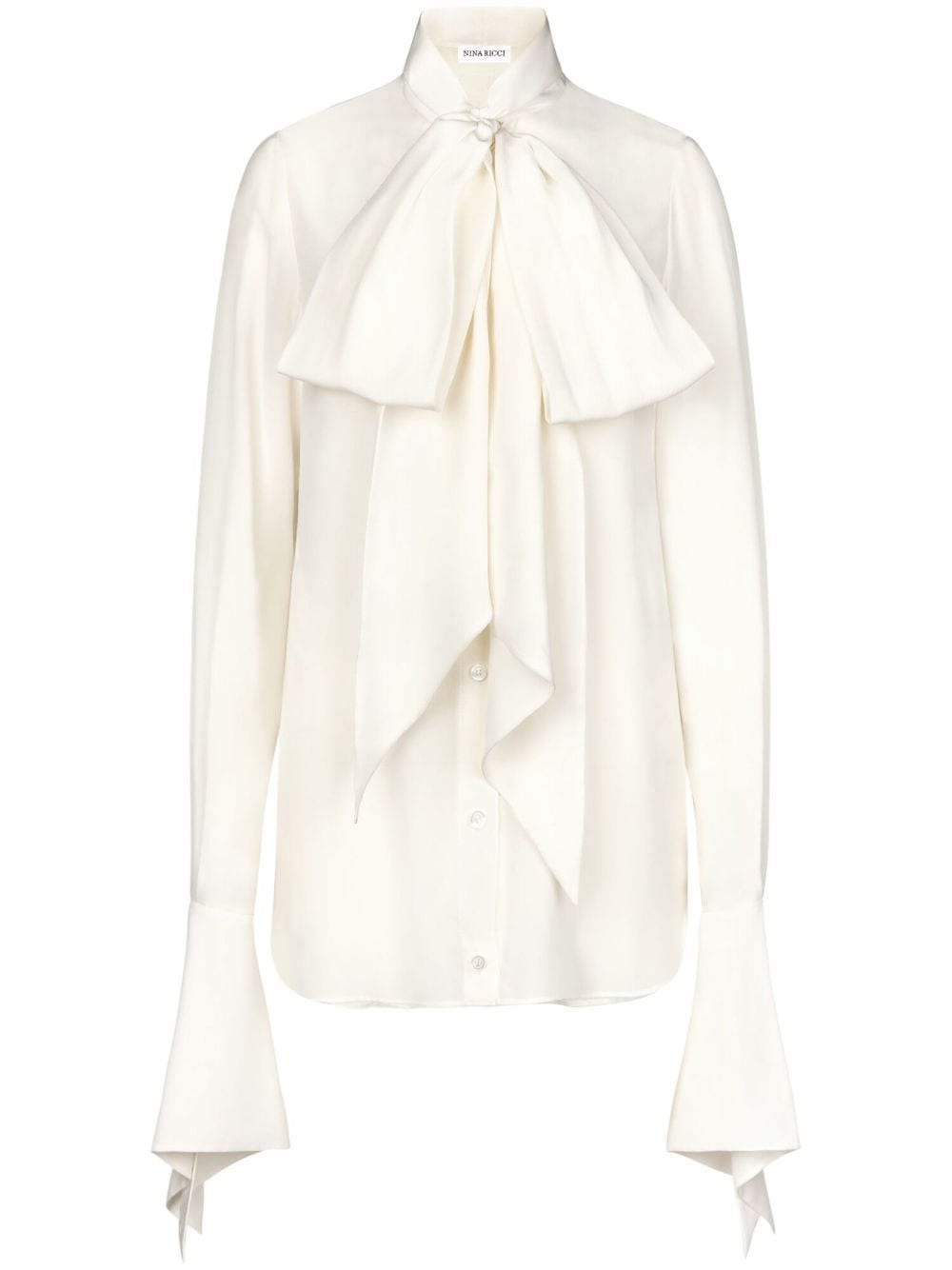 Nina Ricci pussy-bow collar silk shirt - White von Nina Ricci