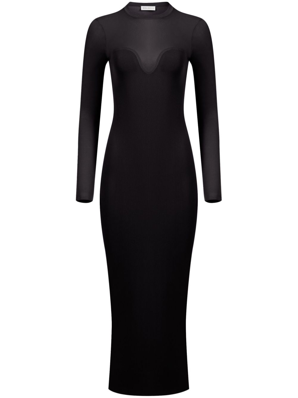 Nina Ricci textured semi-sheer midi dress - Black von Nina Ricci