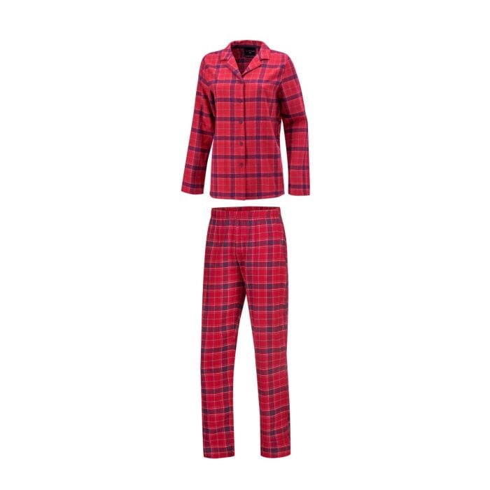 Damen Flanell Pyjama, rot, 44