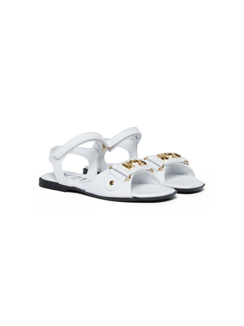 Nº21 Kids logo-plaque leather sandals - White von Nº21 Kids