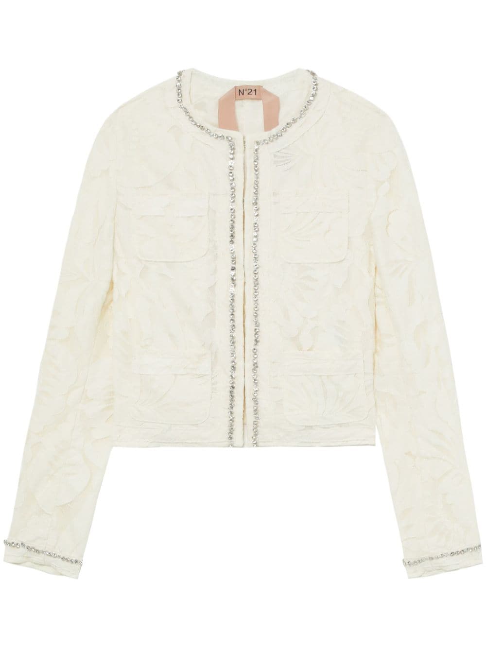 Nº21 crystal-embellished guipure lace jacket - White von Nº21