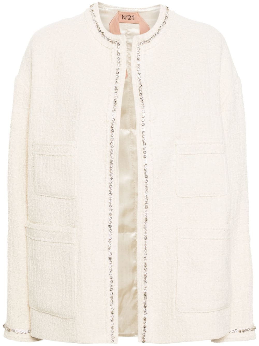 Nº21 crystal-embellished tweed jacket - Neutrals von Nº21