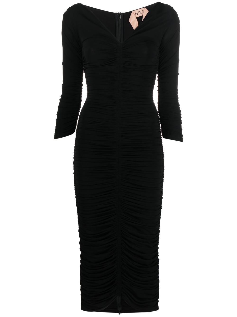 Nº21 gathered-detail midi dress - Black von Nº21