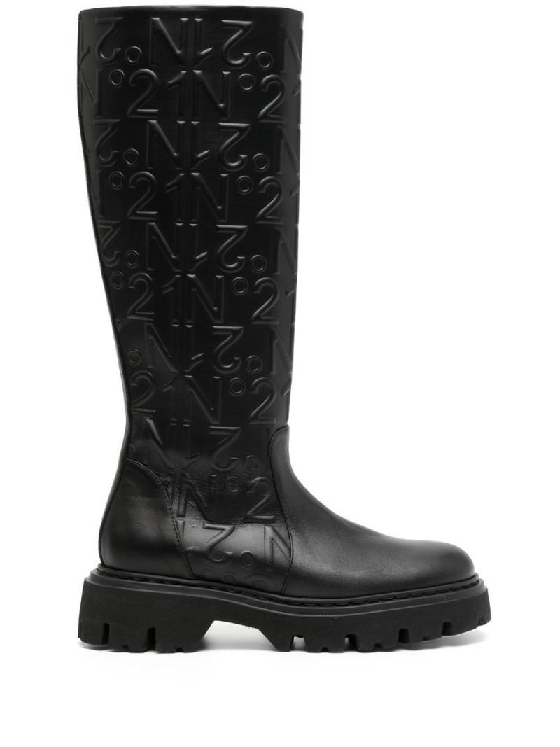 Nº21 logo-embossed leather boots - Black von Nº21