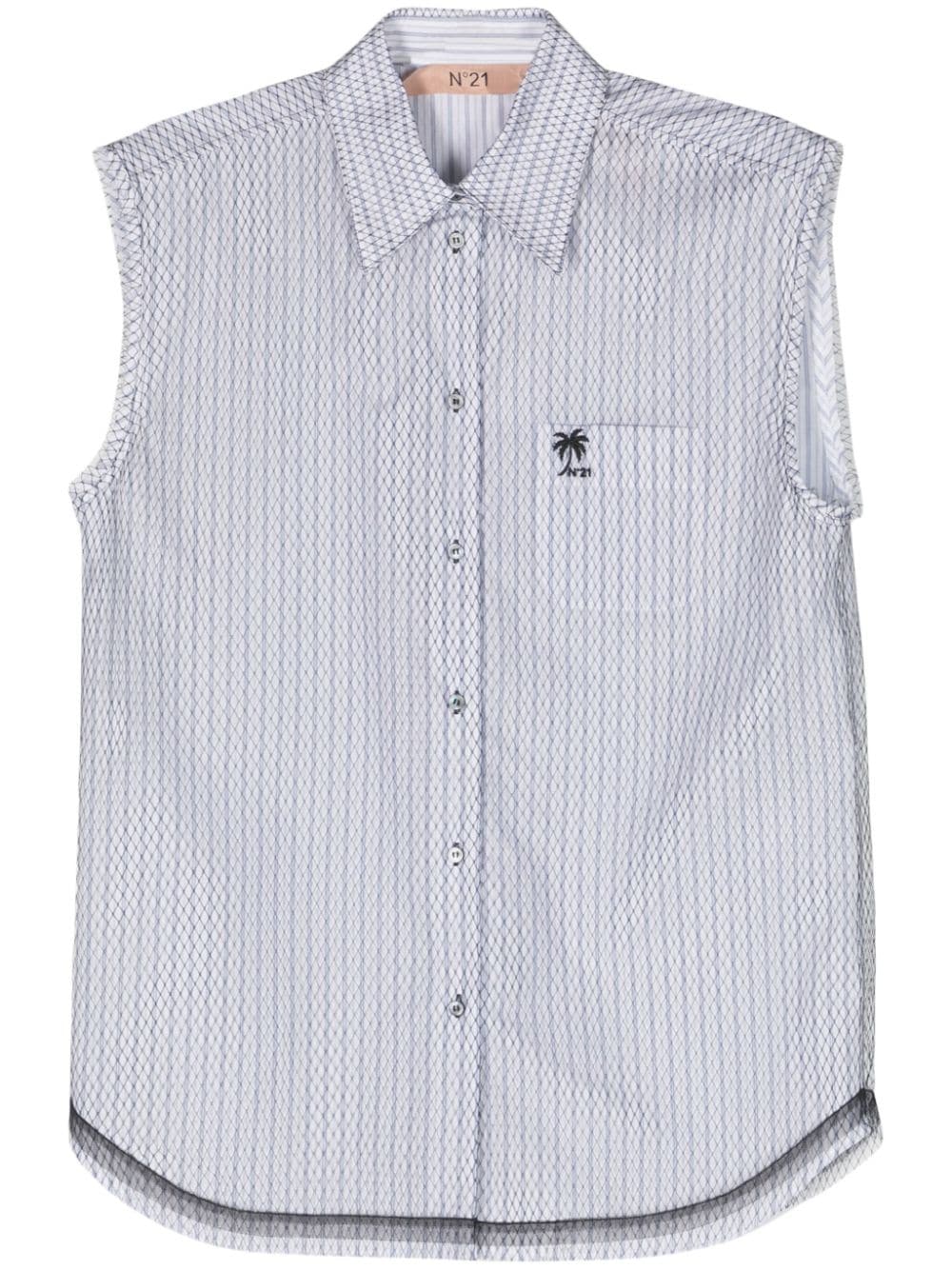 Nº21 mesh-overlay cotton shirt - White von Nº21