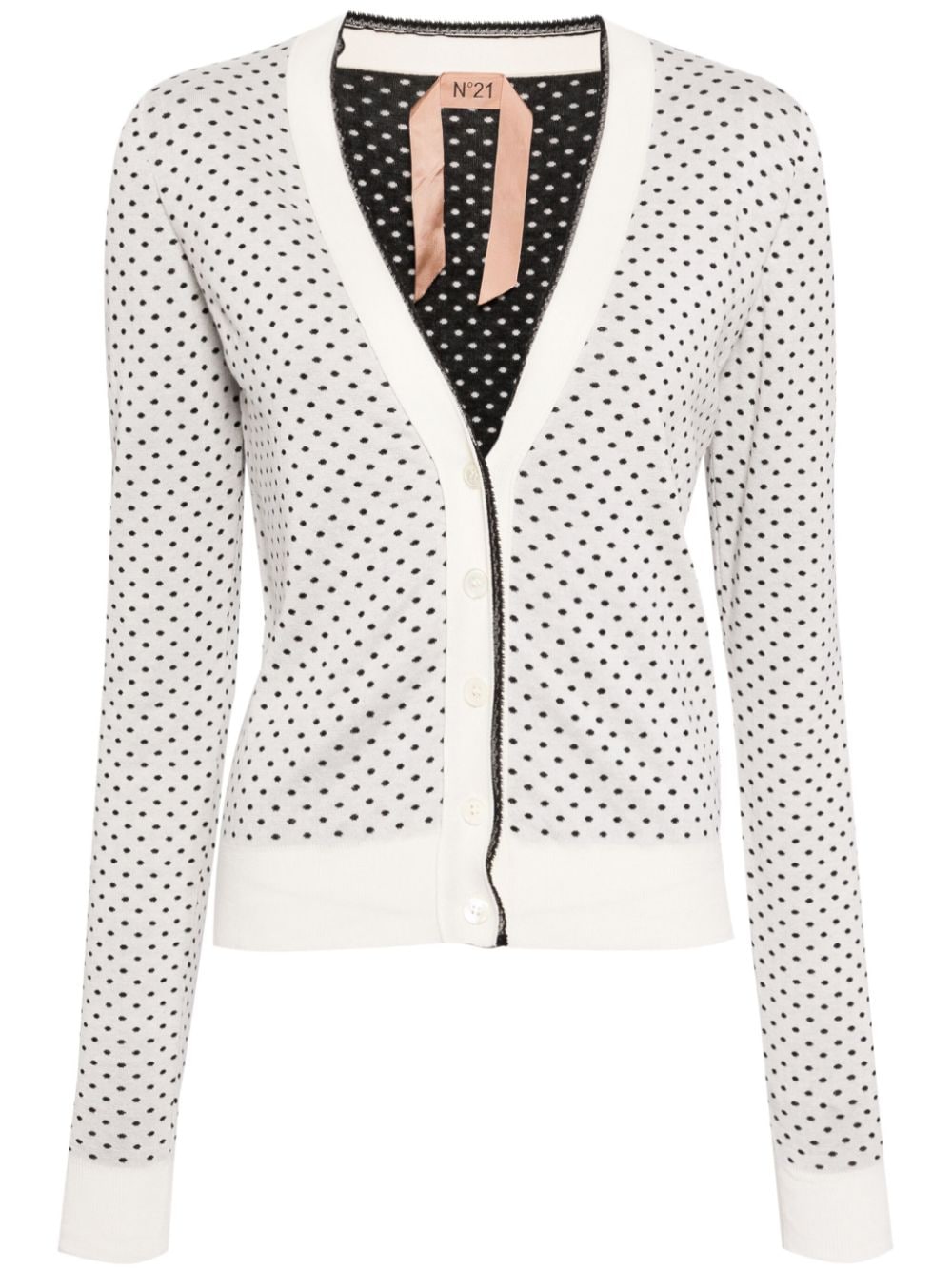 Nº21 polka-dot print cotton cardigan - Grey von Nº21