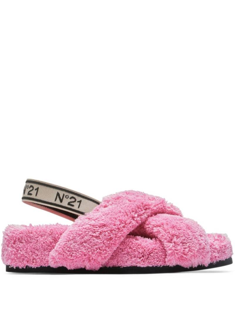 Nº21 shearling logo-intarsia flat sandals - Pink von Nº21