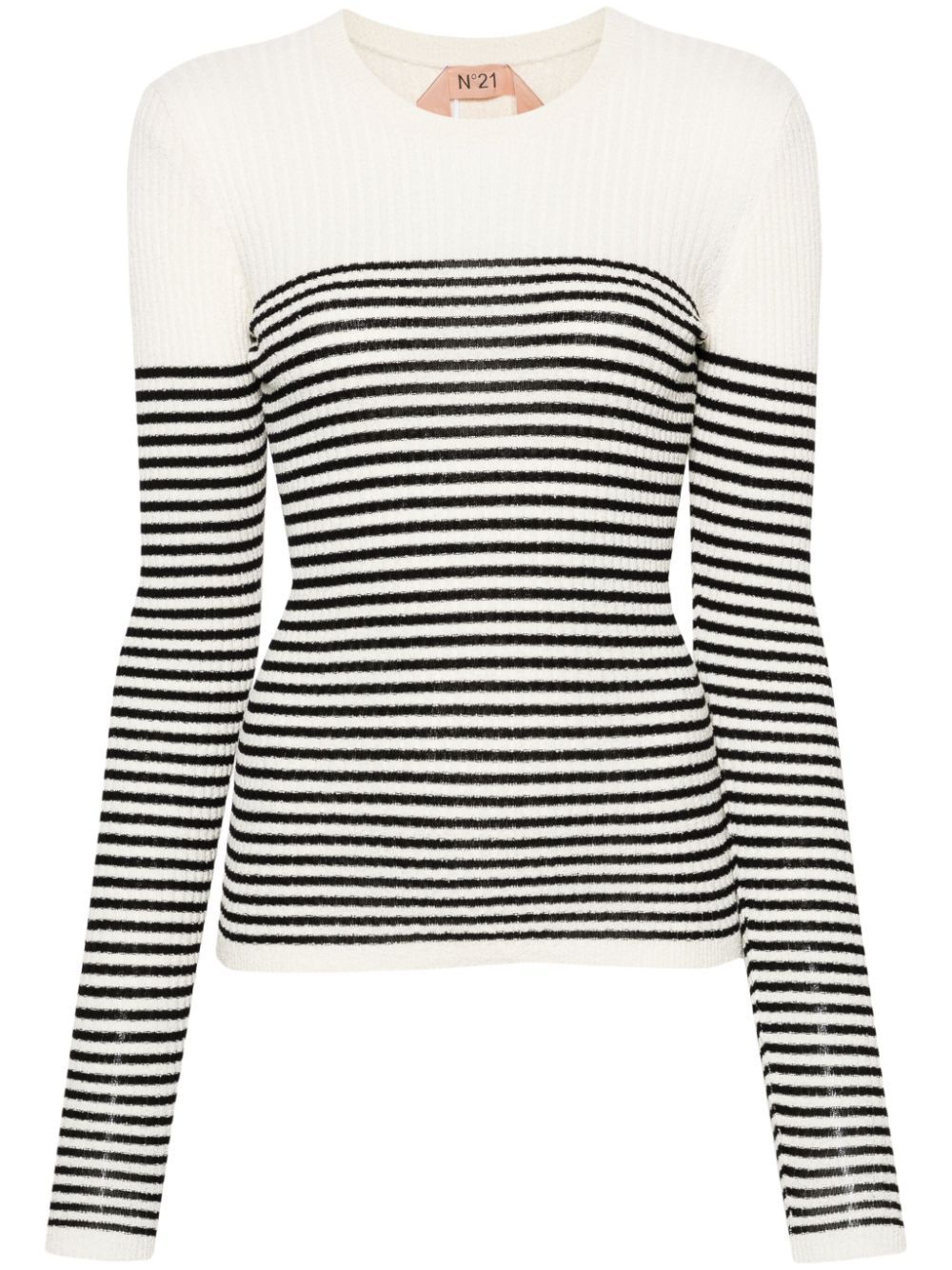Nº21 striped ribbed-knit jumper - White von Nº21
