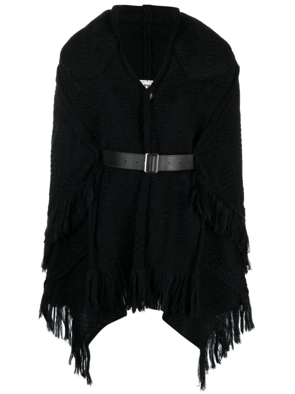 Noir Kei Ninomiya fringed-hem chunky-knit cardigan - Black von Noir Kei Ninomiya