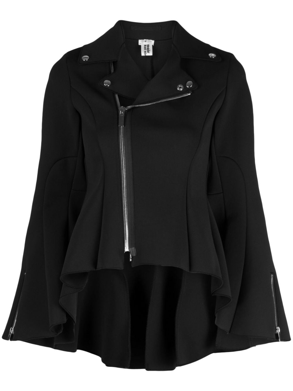 Noir Kei Ninomiya peplum-hem zip-up jacket - Black von Noir Kei Ninomiya