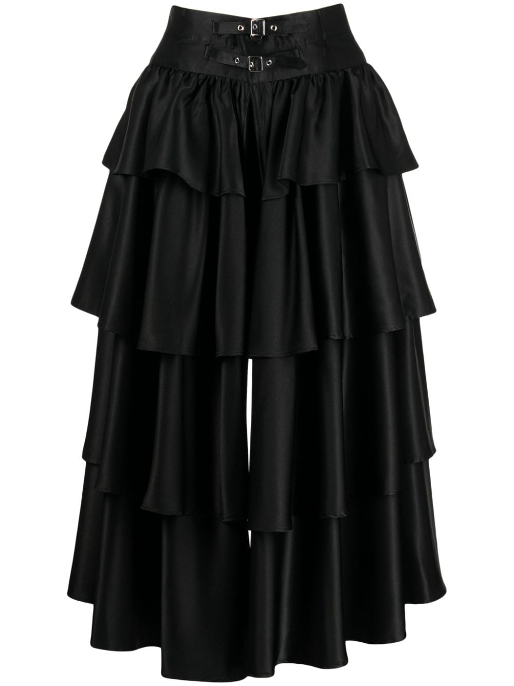 Noir Kei Ninomiya ruffle-overlay high-waist shorts - Black von Noir Kei Ninomiya